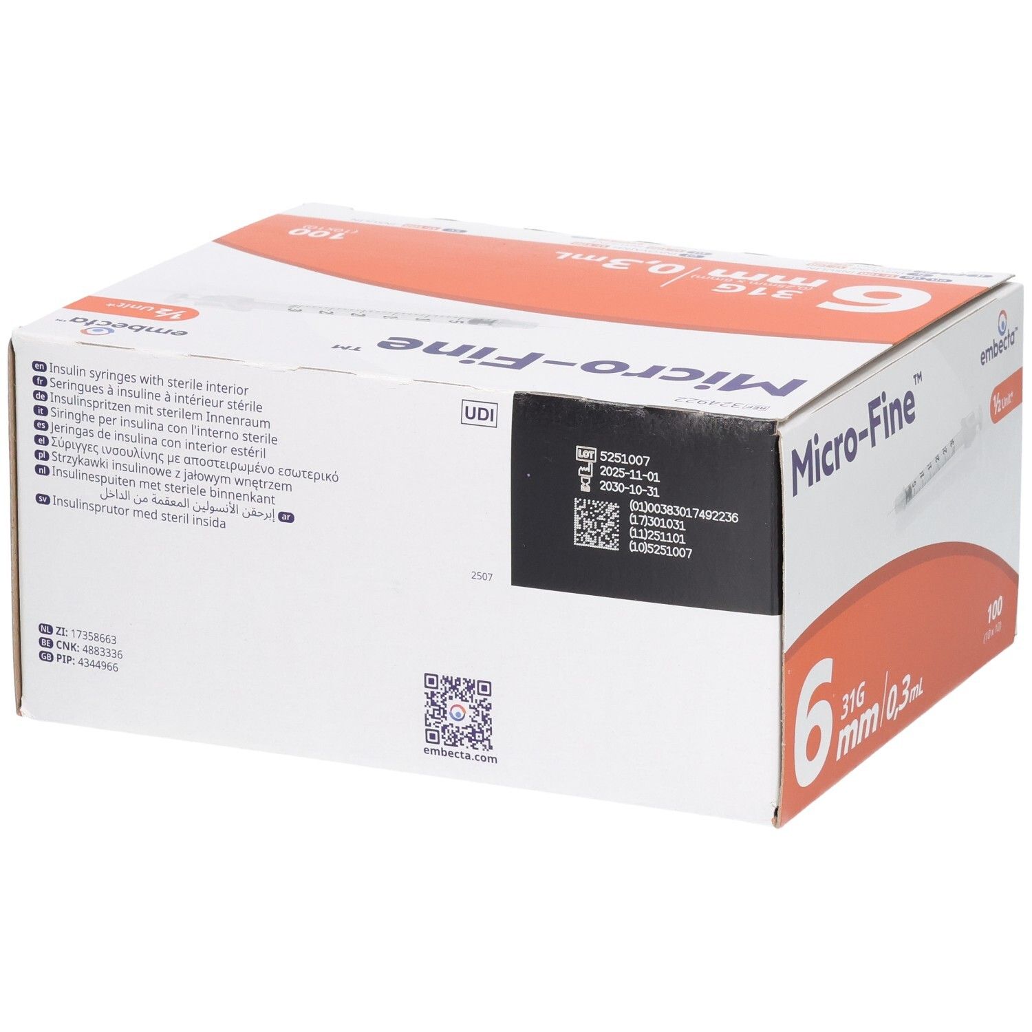 EMBECTA U100 Mic-Fi Ins Spr 31G 0.3ml 6mm 100 Stk