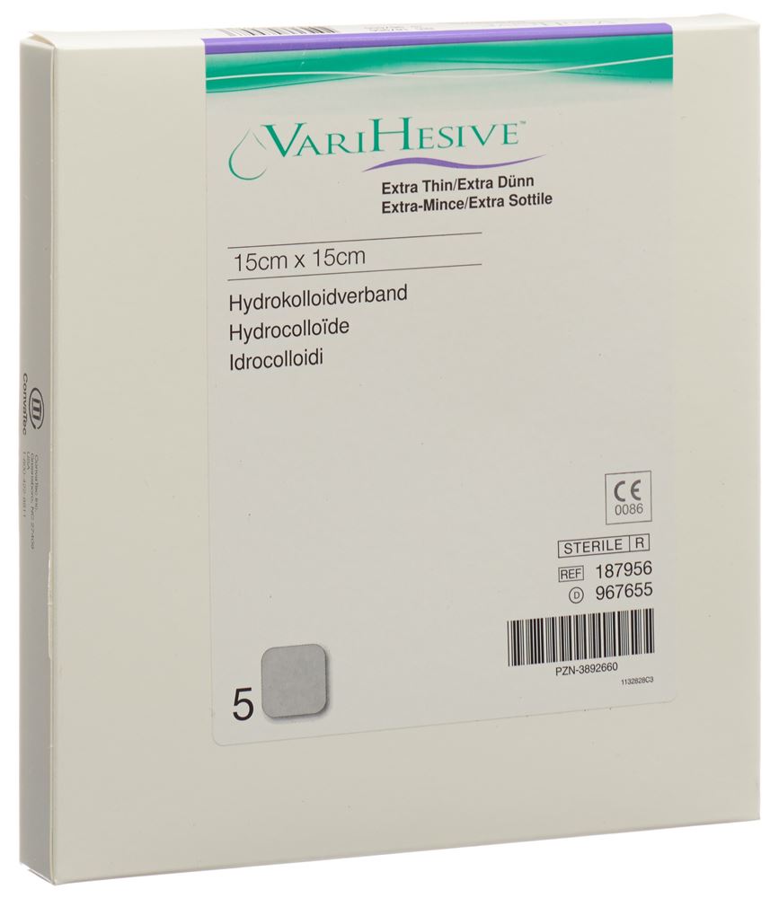 VARIHESIVE Verband 15x15cm extra dünn 5 Stk