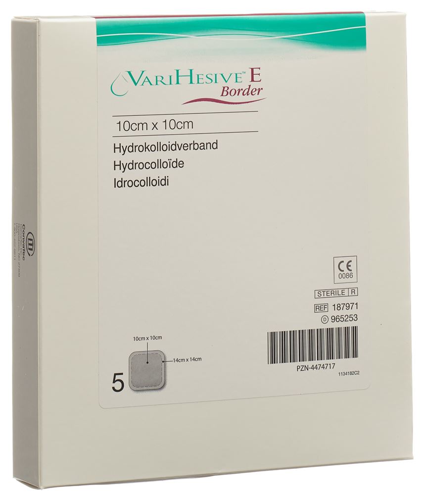 VARIHESIVE E Border Verband 10x10/14x14cm 5 Stk