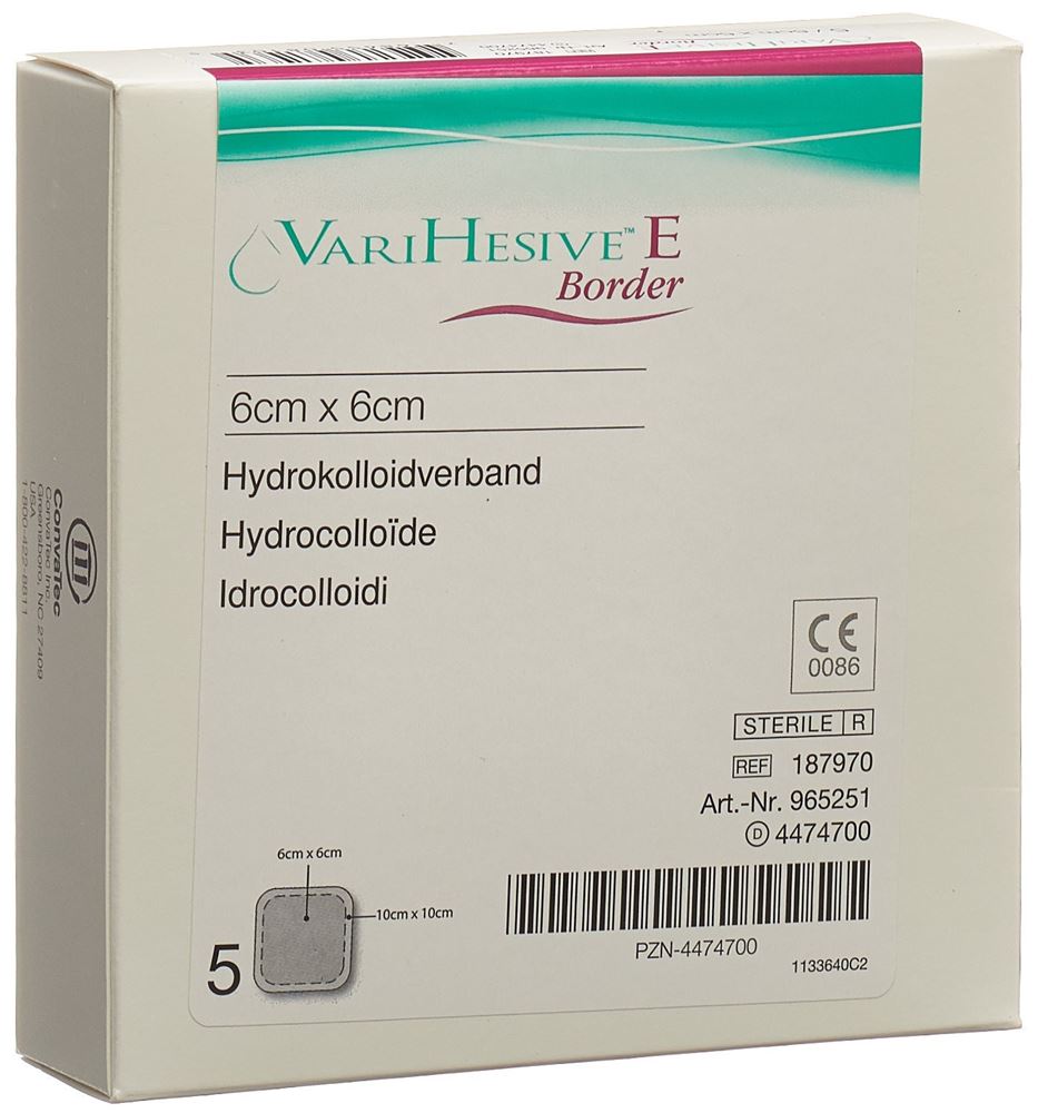 VARIHESIVE E Border Verband 6x6/10x10cm 5 Stk