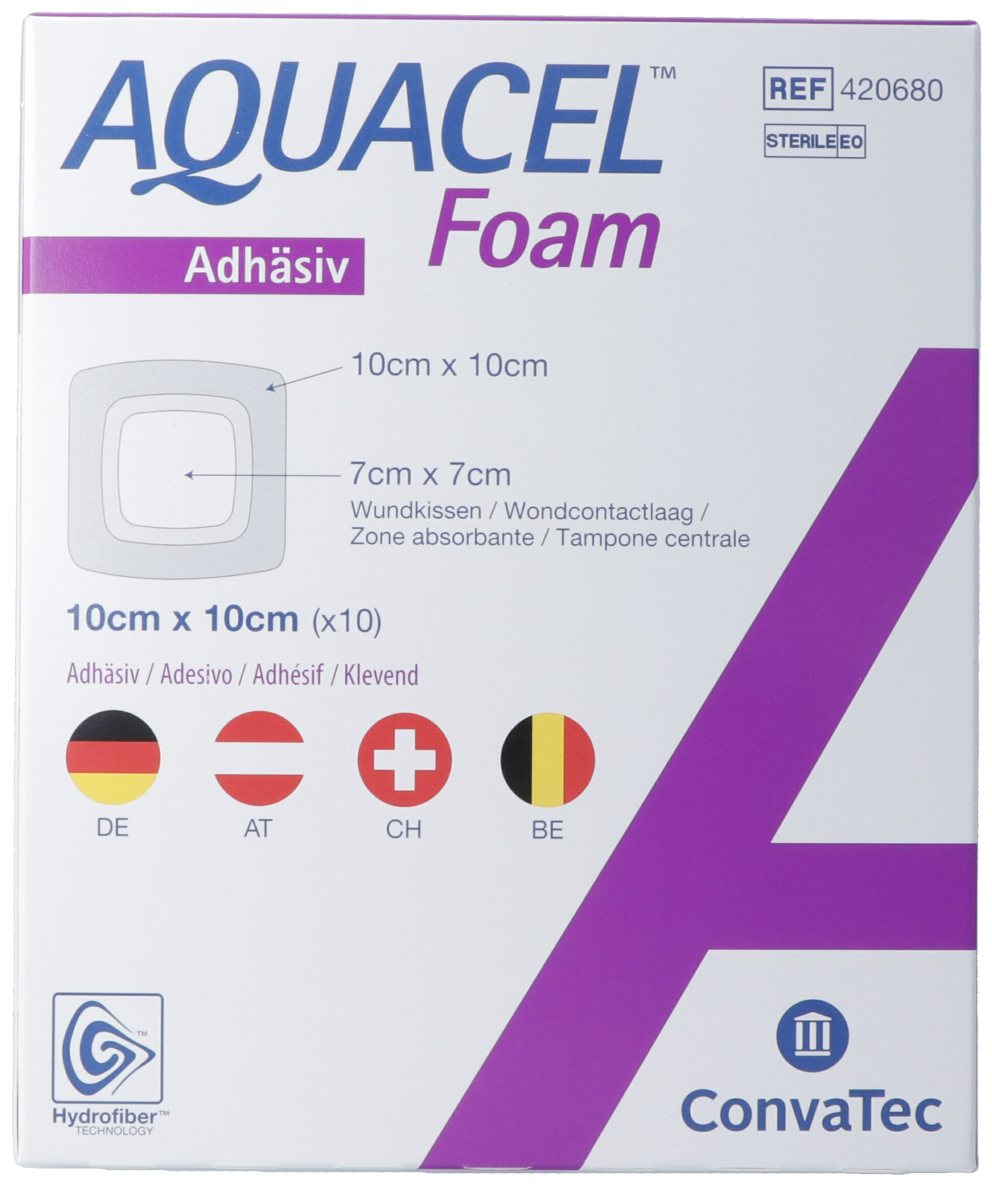 AQUACEL Foam adhäsiv 10x10cm 10 Stk