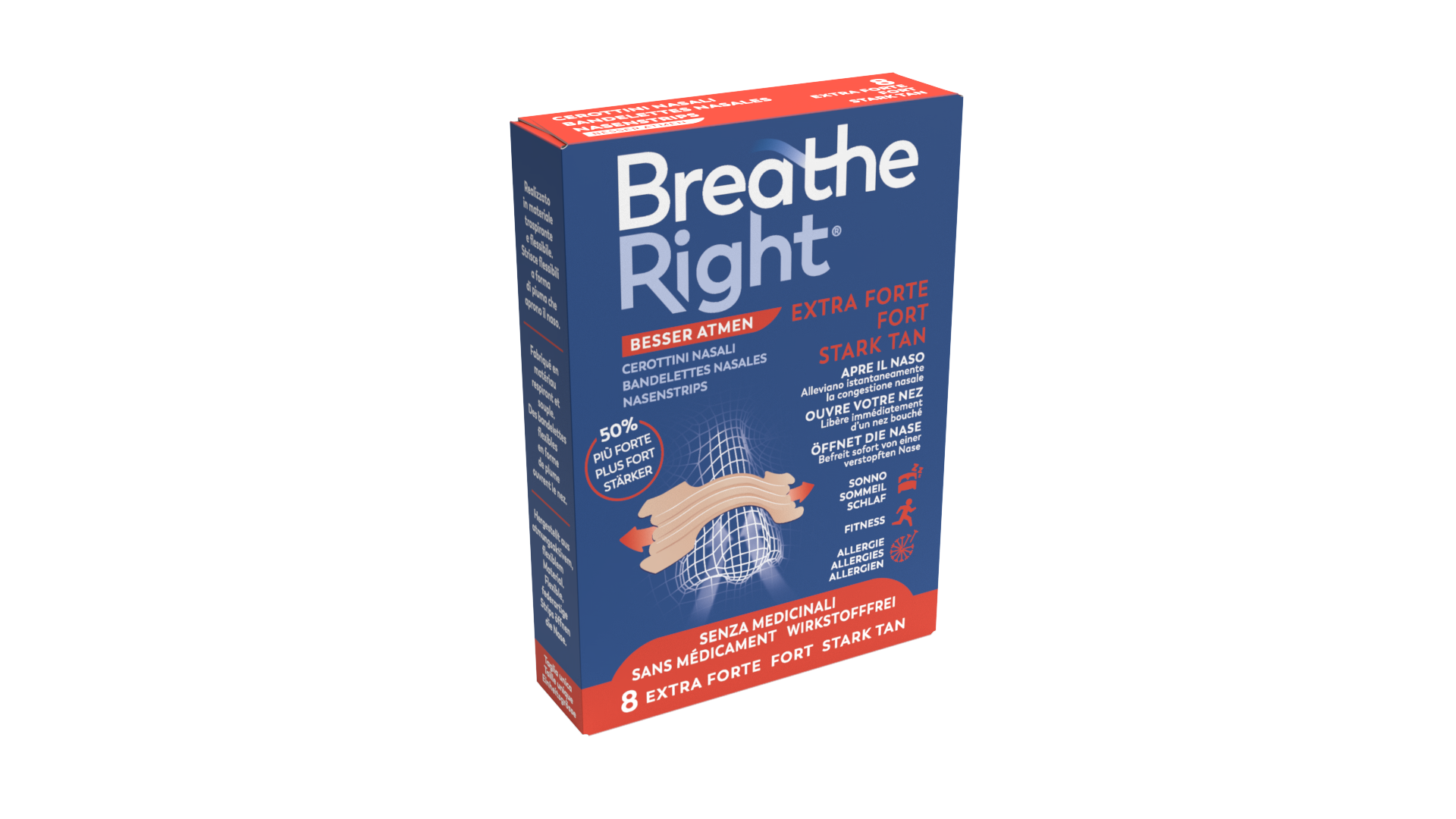 BREATHE RIGHT Nasenpfl EXTRA Stren TAN 8 Stk