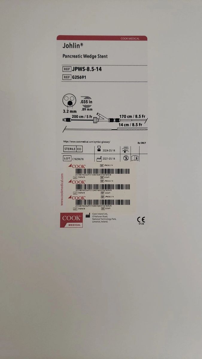 Johlin Pancreatic Wedge Stent, 1 Each