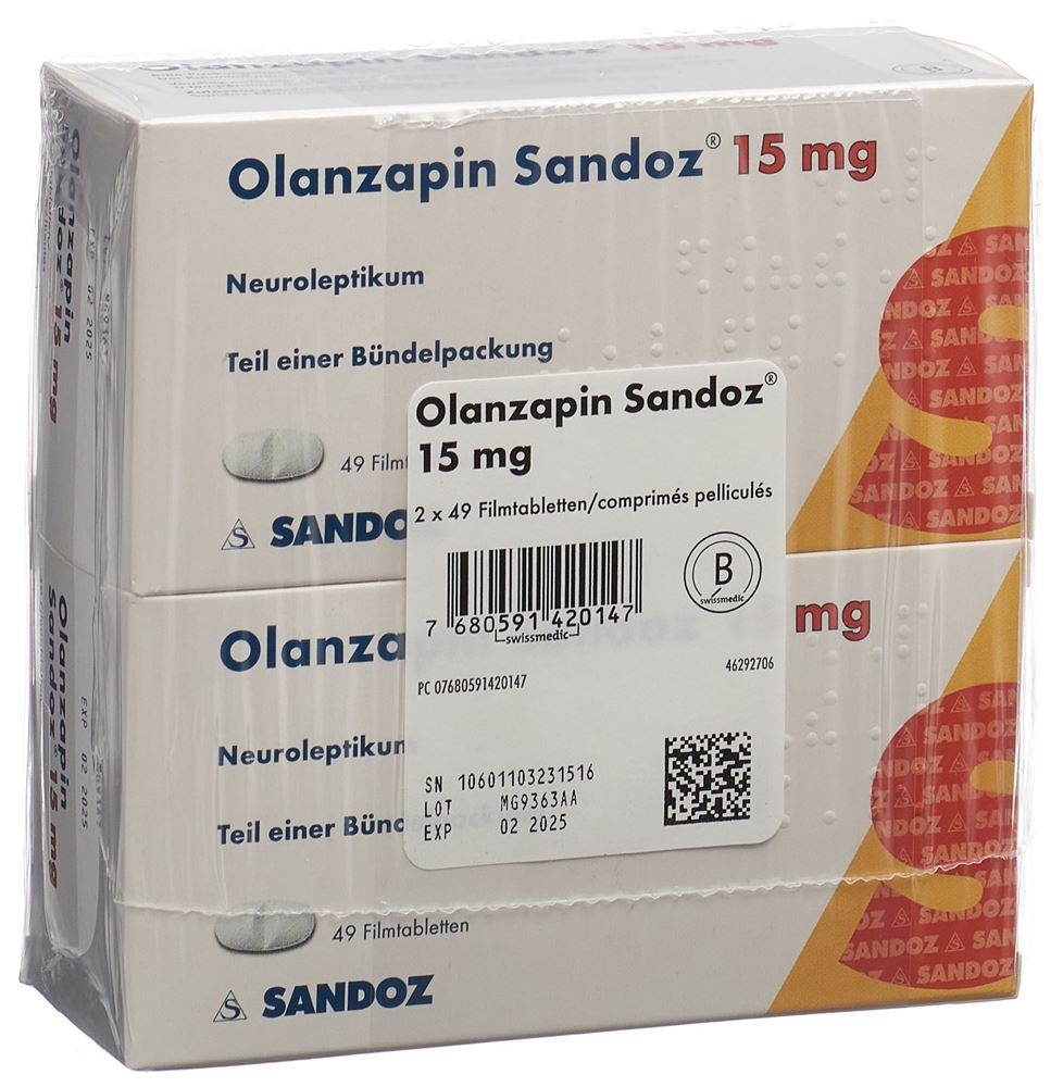 OLANZAPIN Sandoz Filmtabl 15 mg 2 x 49 Stk