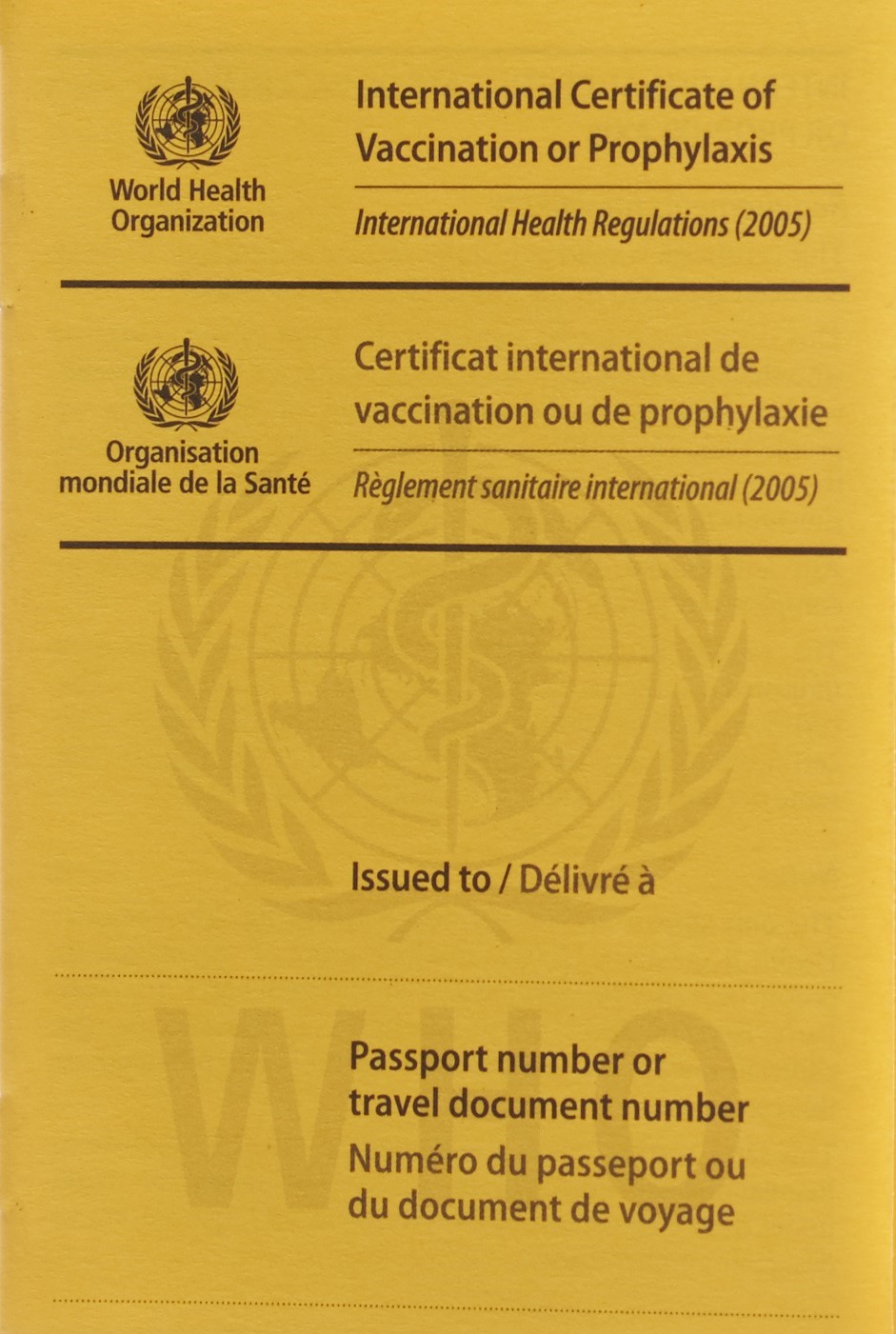 WHO Impfausweis international gelb
