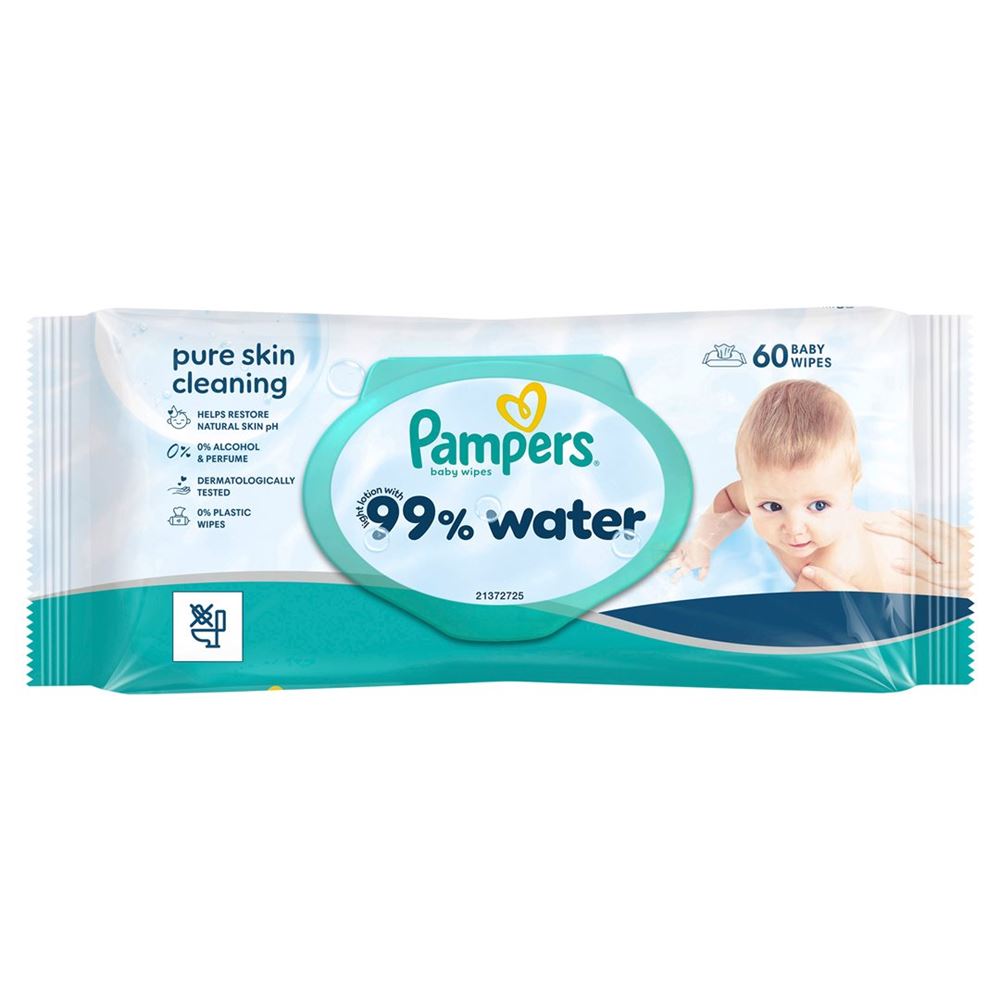 PAMPERS Feuchte Tücher 99% Water 60 Stk