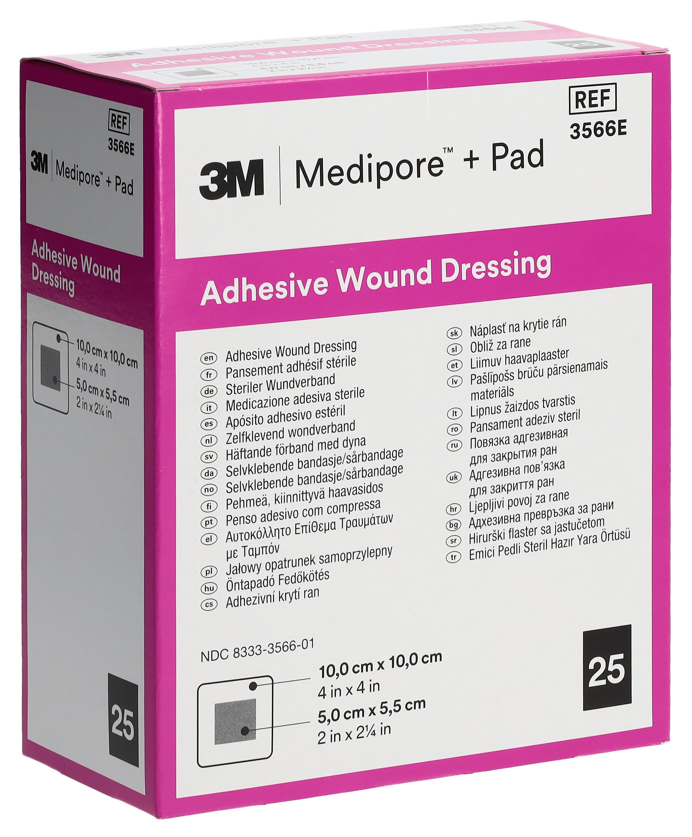 3M MEDIPORE+PAD 10x10cm Wundki 5x5.5cm (n) 25 Stk
