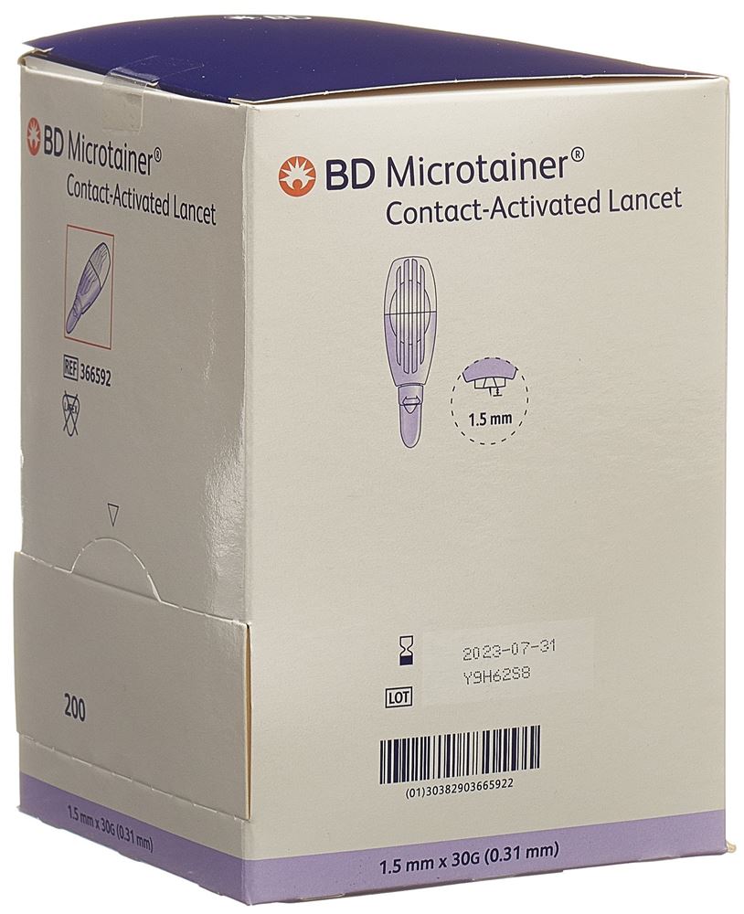 BD MICROTAINER kont Lanzetten 30Gx1.5mm li 200 Stk