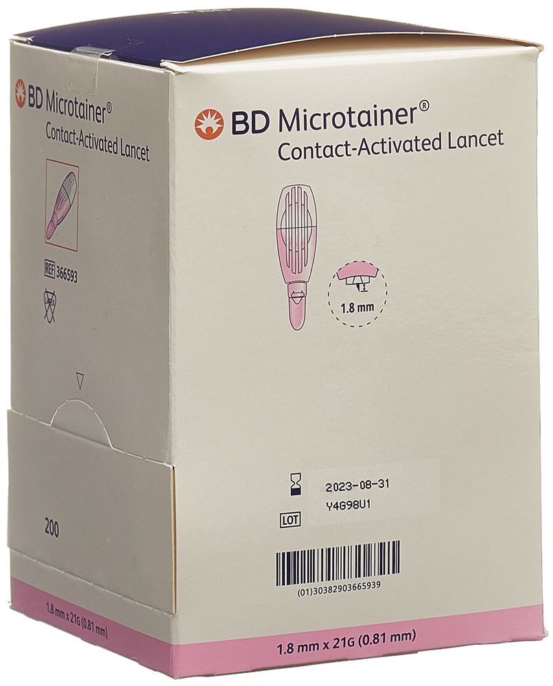BD MICROTAINER kont Lanzetten 21Gx1.8mm pi 200 Stk