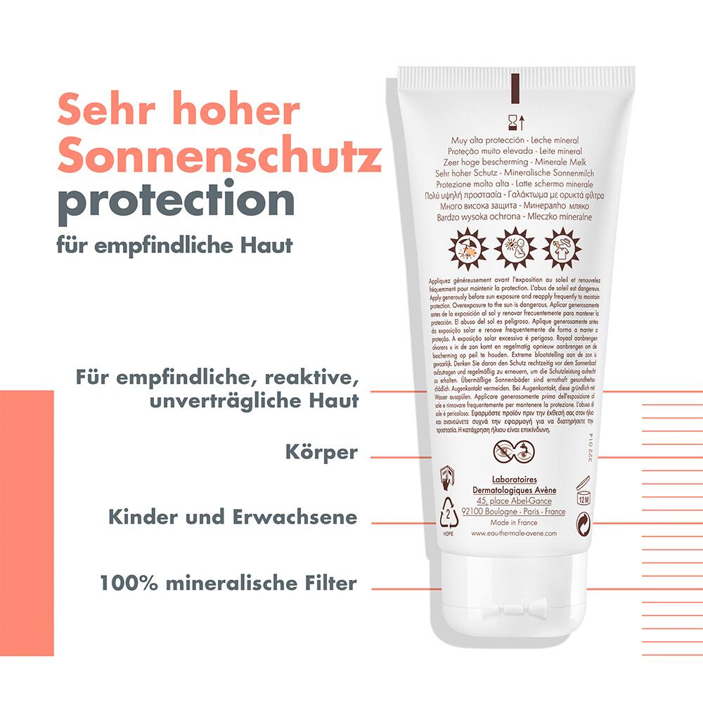 AVENE SUN Mineralische Sonnenmilch SPF 50+ 100 ml