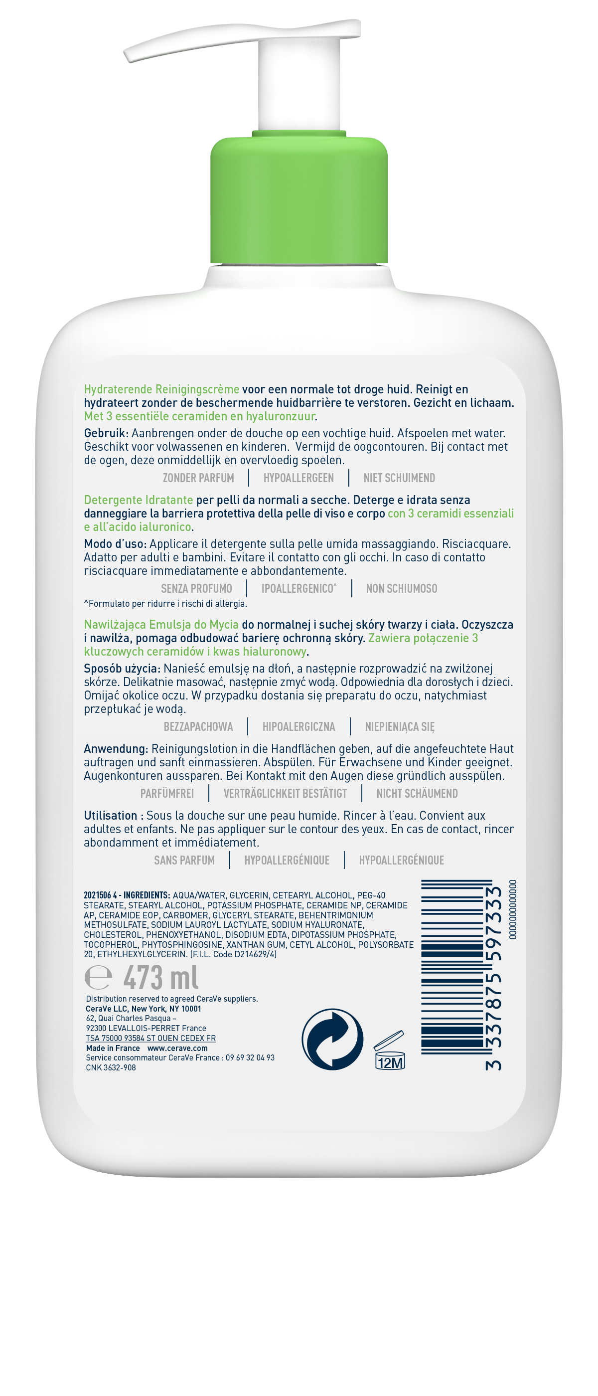 CERAVE Feuchtigkeitsspendende Reinigungslot 473 ml