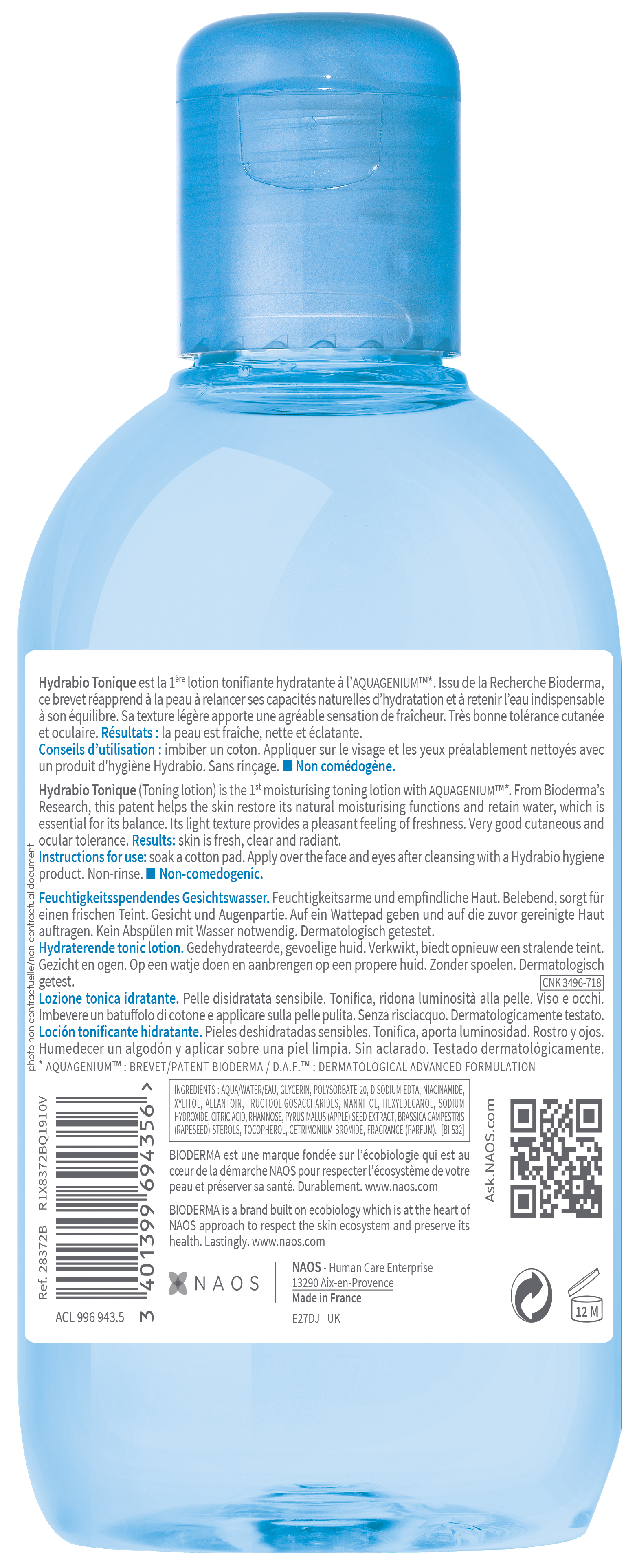 BIODERMA Hydrabio Tonique Lotion hydratante 250 ml