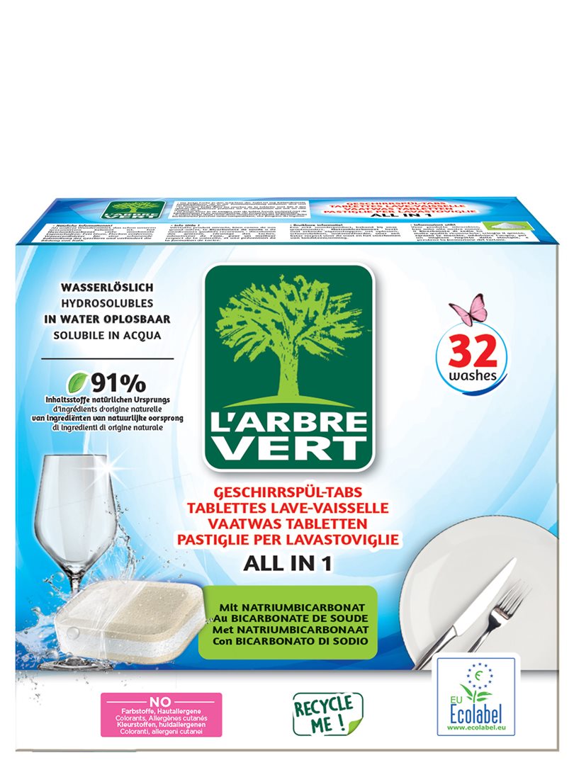 L'ARBRE VERT Öko Geschirrspül-Tabs All in 1 32 Stk