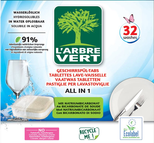 L'ARBRE VERT Öko Geschirrspül-Tabs All in 1 32 Stk