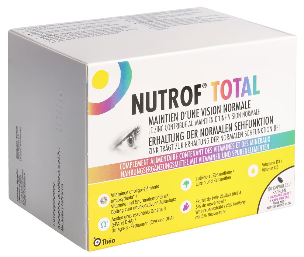 NUTROF Total Vit Spuren Omega 3 Kaps Vit D3 90 Stk