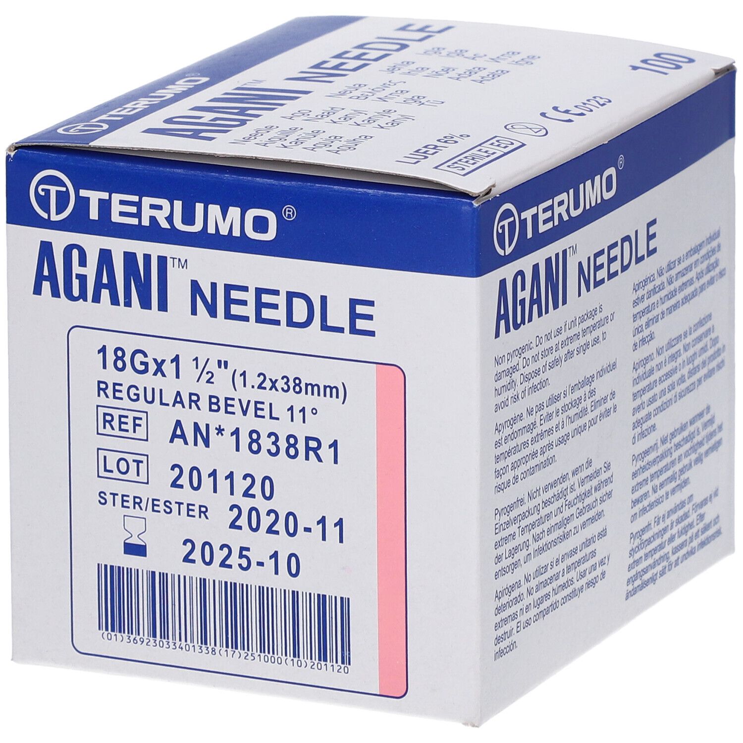 Einmalkanüle Terumo Agani (18G rosa, 1.2x38mm)
