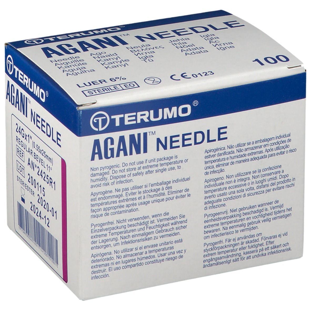 Einmalkanüle Terumo Agani (24G lila, 0.55x25mm)
