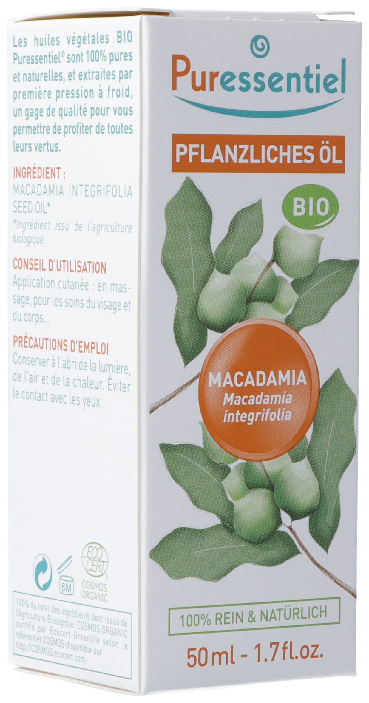PURESSENTIEL Pflanzenöl Macademia Bio 50 ml