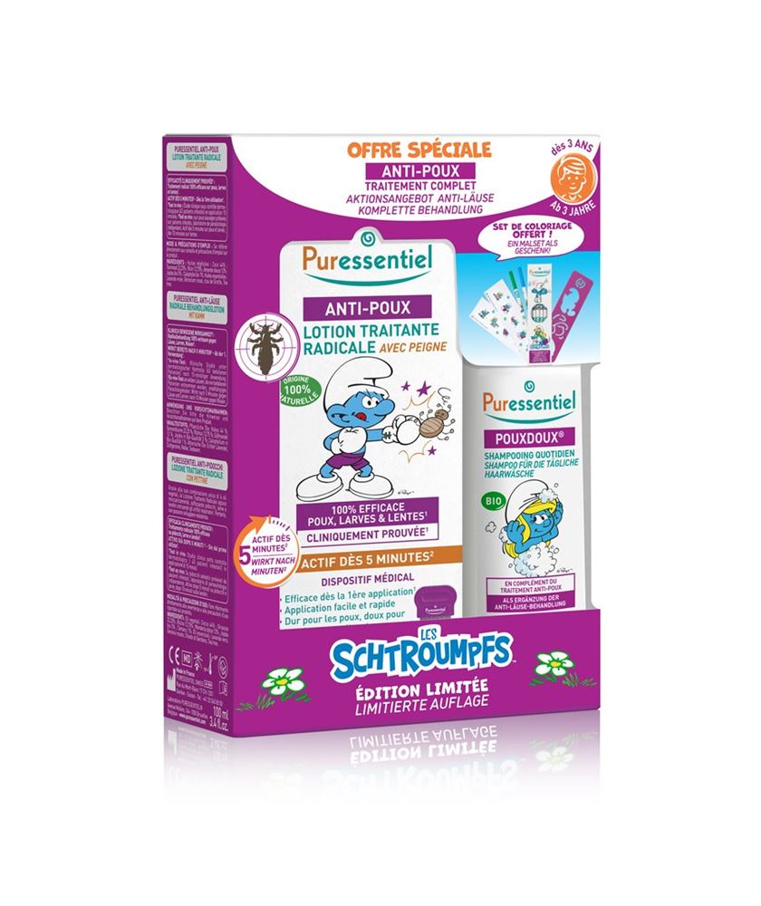 PURESSENTIEL Anti-Läuse Set Schlümpfe Lot Kamm
