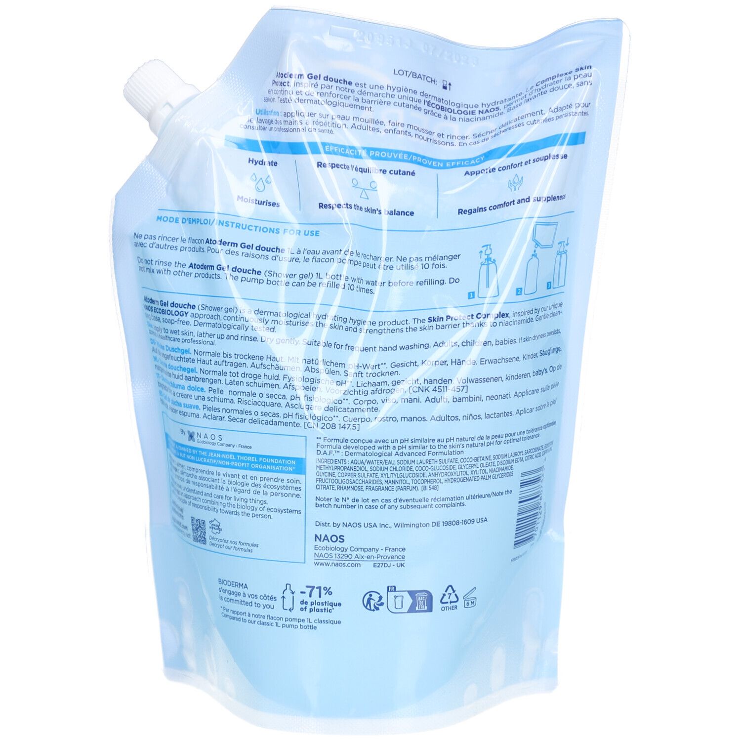 BIODERMA Atoderm Gel Douche eco recharge 1000 ml