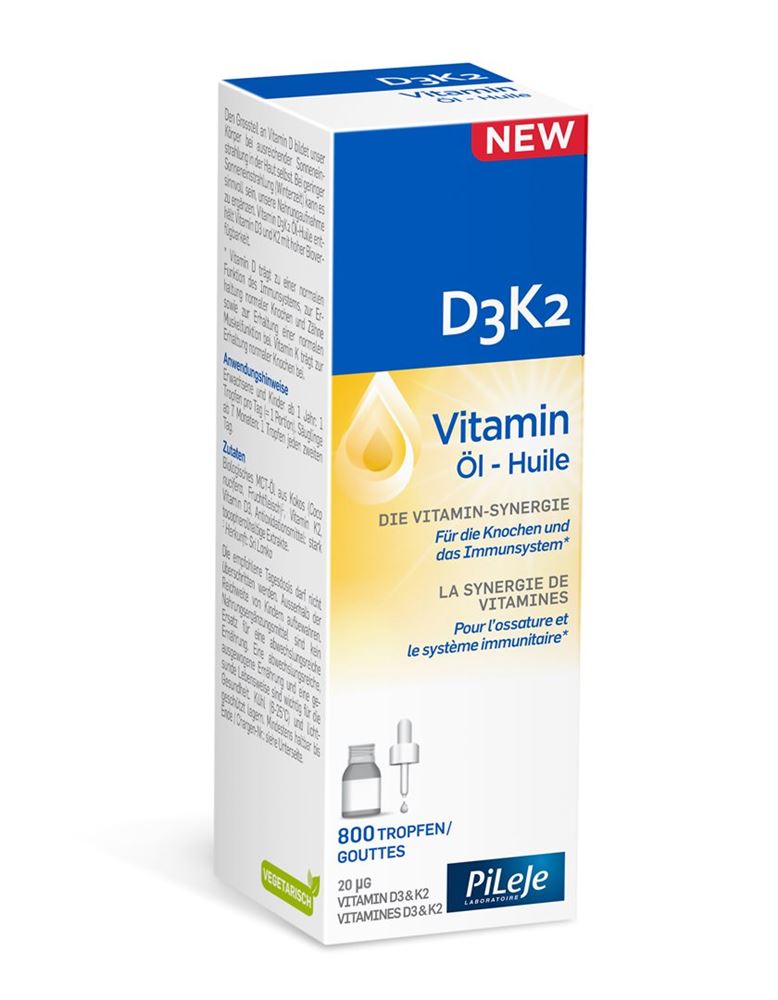 PILEJE D3K2 Vitamin Öl Pip Fl 20 ml