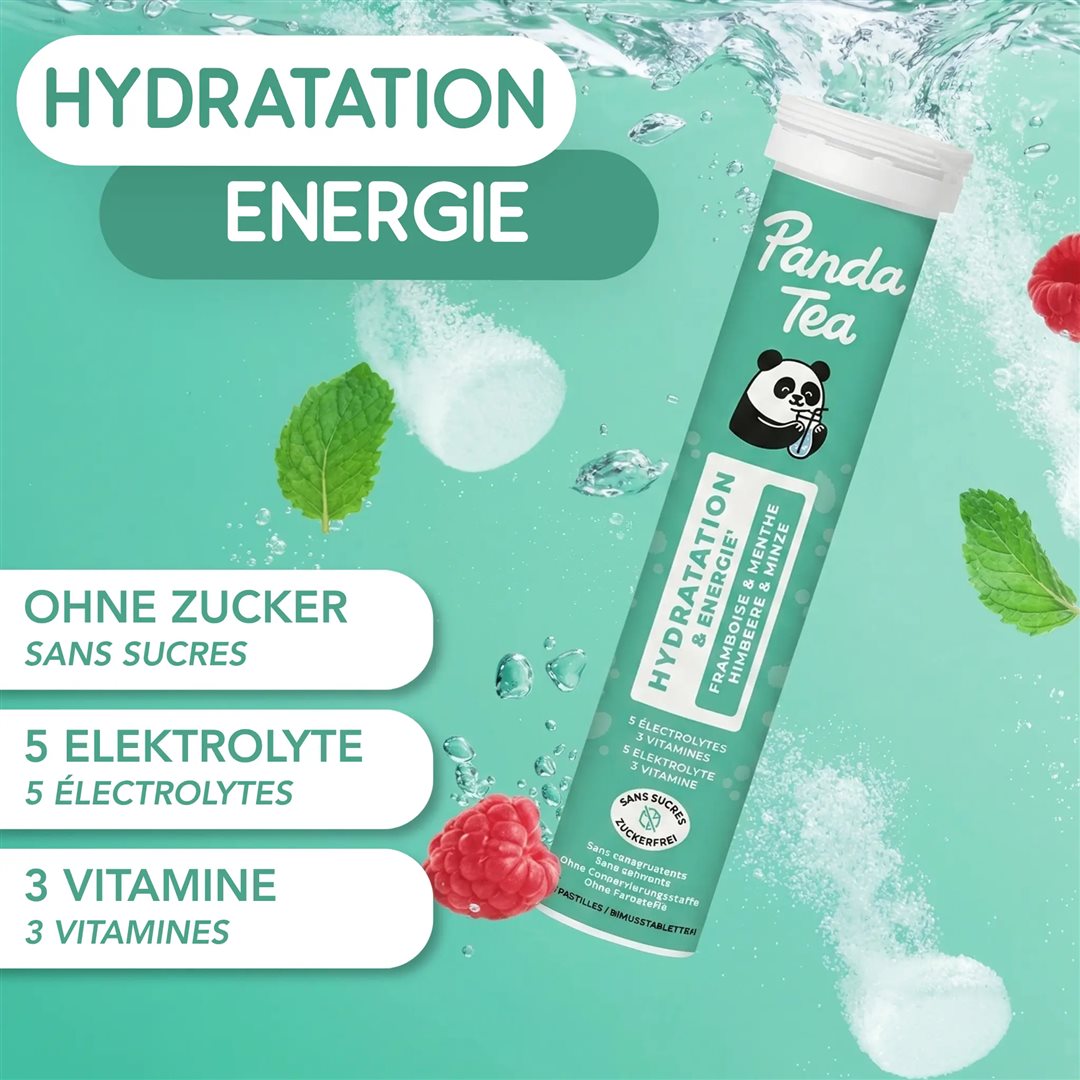 PANDA TEA Hydratation Brausetabl Himb&Minze 20 Stk