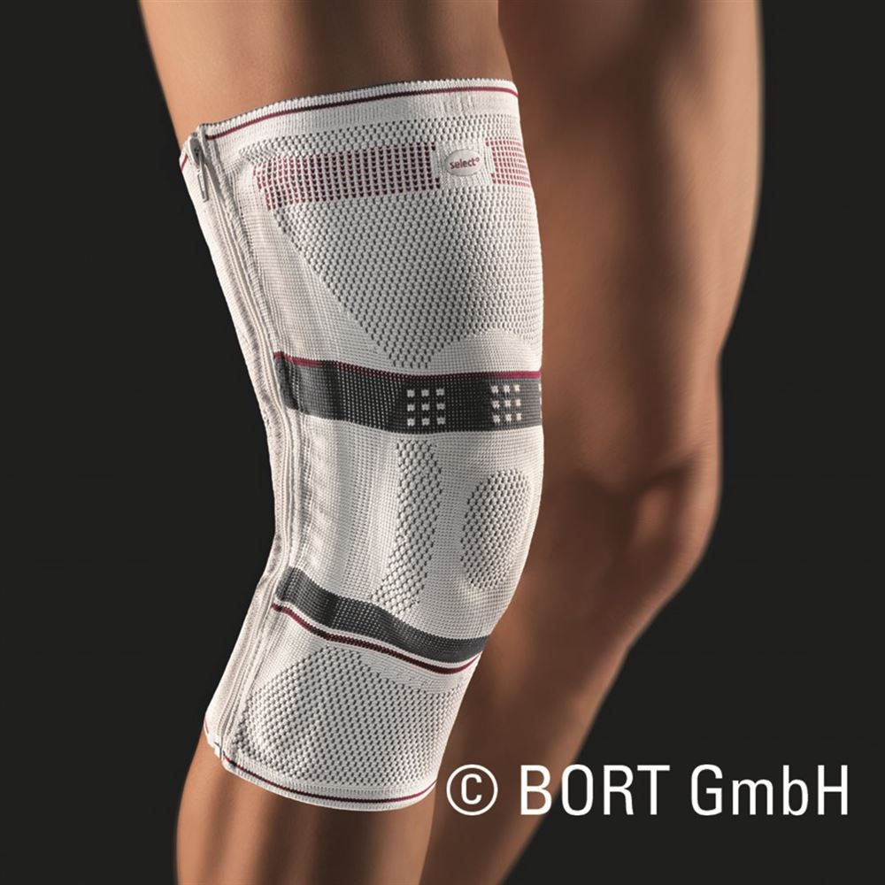 BORT GENUZIP Kniebandage Silikon XL re silb