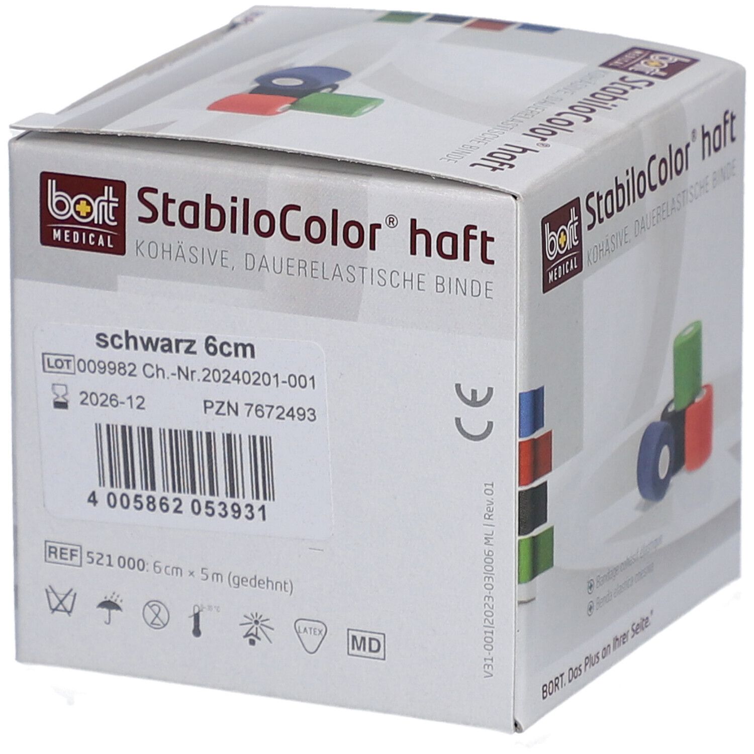 BORT STABILO COLOR Binde 6cmx5m kohesiv schwarz
