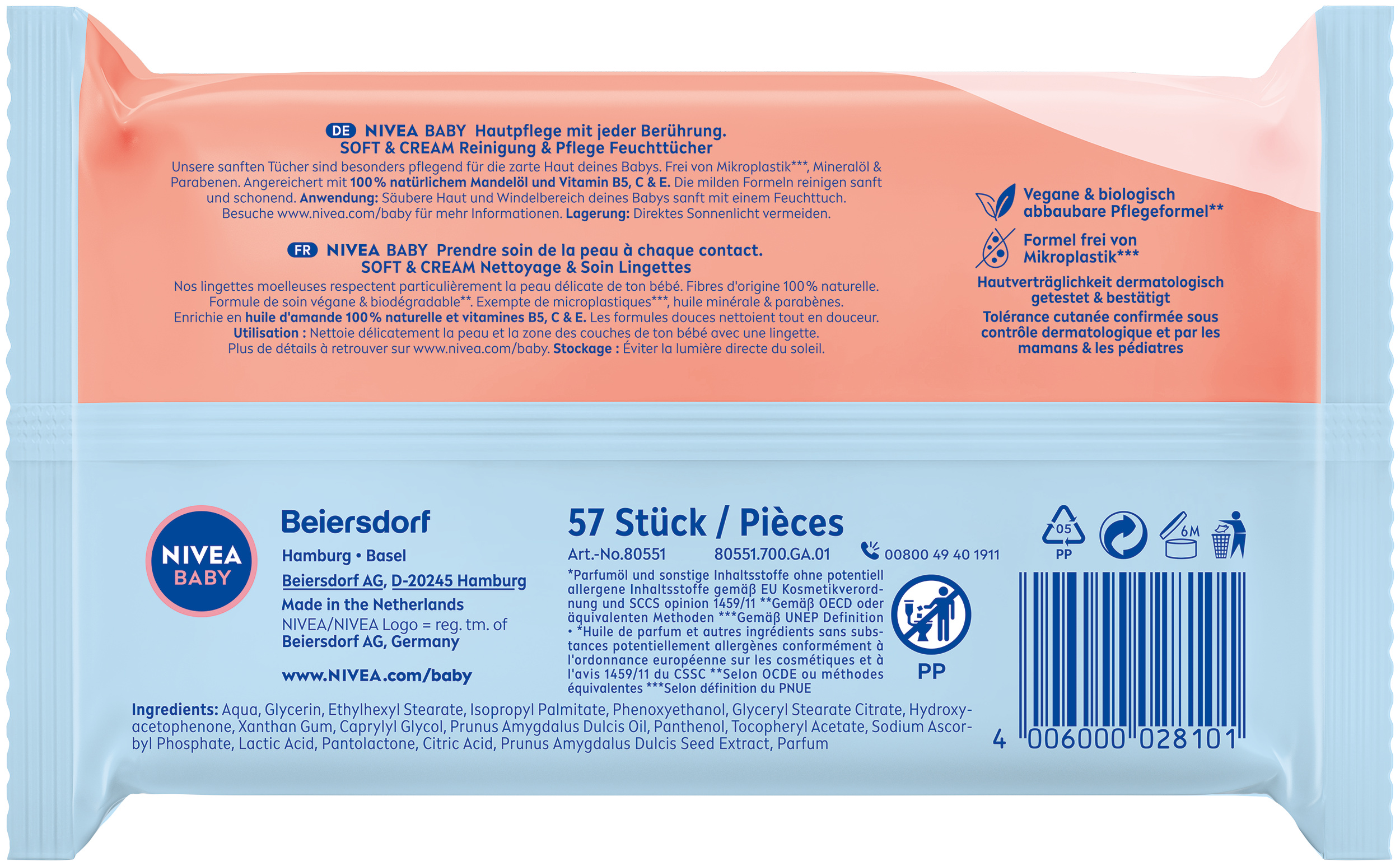 NIVEA BABY Feuchttücher Soft&Cream Btl 57 Stk