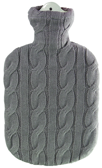 SÄNGER Wärmflasche 2l Strickbezug Zopf dunkelbe