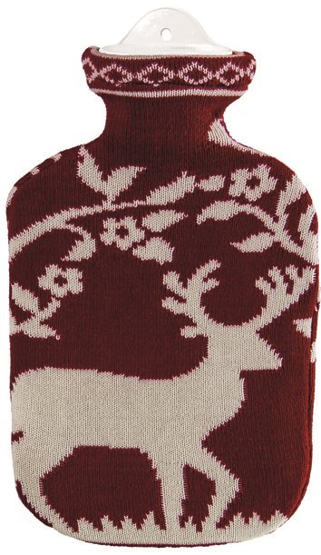 SÄNGER Wärmflasche 2l Strickbezug rot Hirsch