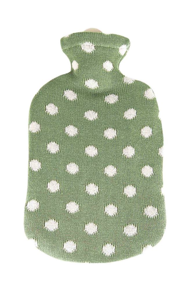 SÄNGER Wärmflasche 2l Strickbezug grün Punkte