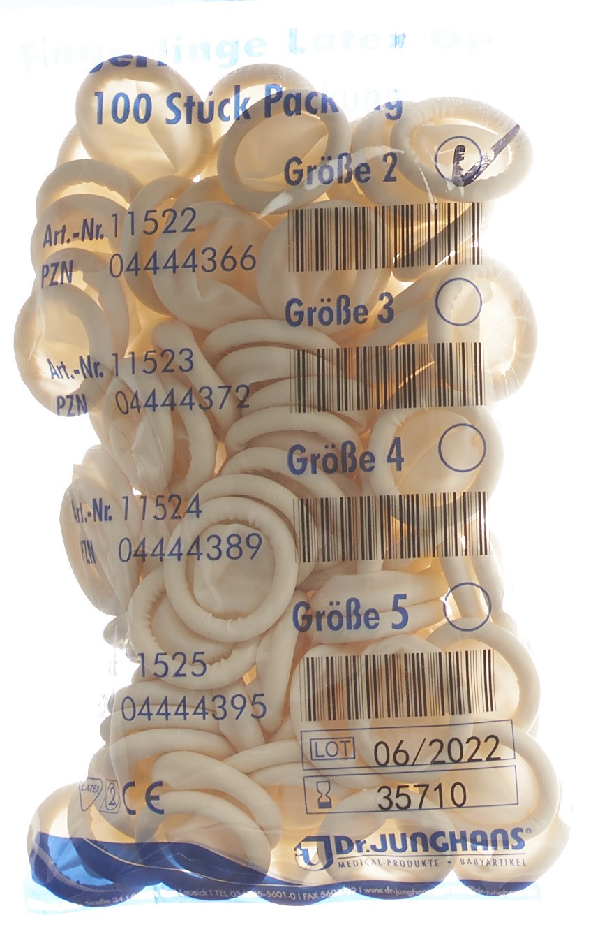 DR. JUNGHANS Fingerlinge Latex Gr2 puderfr 100 Stk