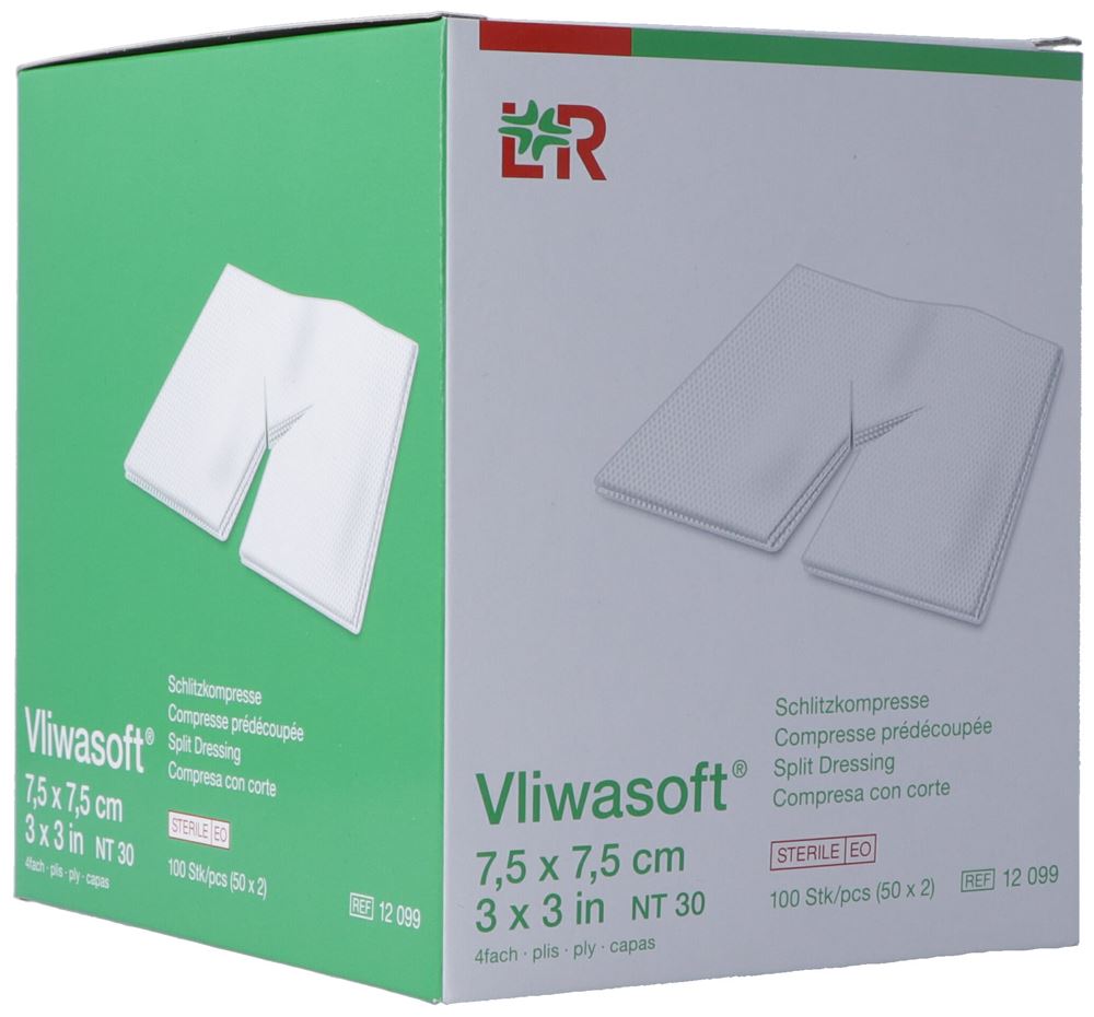 VLIWASOFT Schlitzkompresse 7.5x7.5cm st 50 x 2 Stk