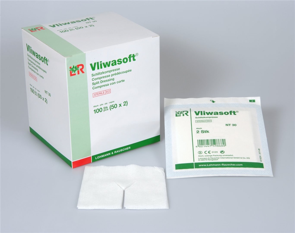 VLIWASOFT Schlitzkompresse 7.5x7.5cm st 50 x 2 Stk