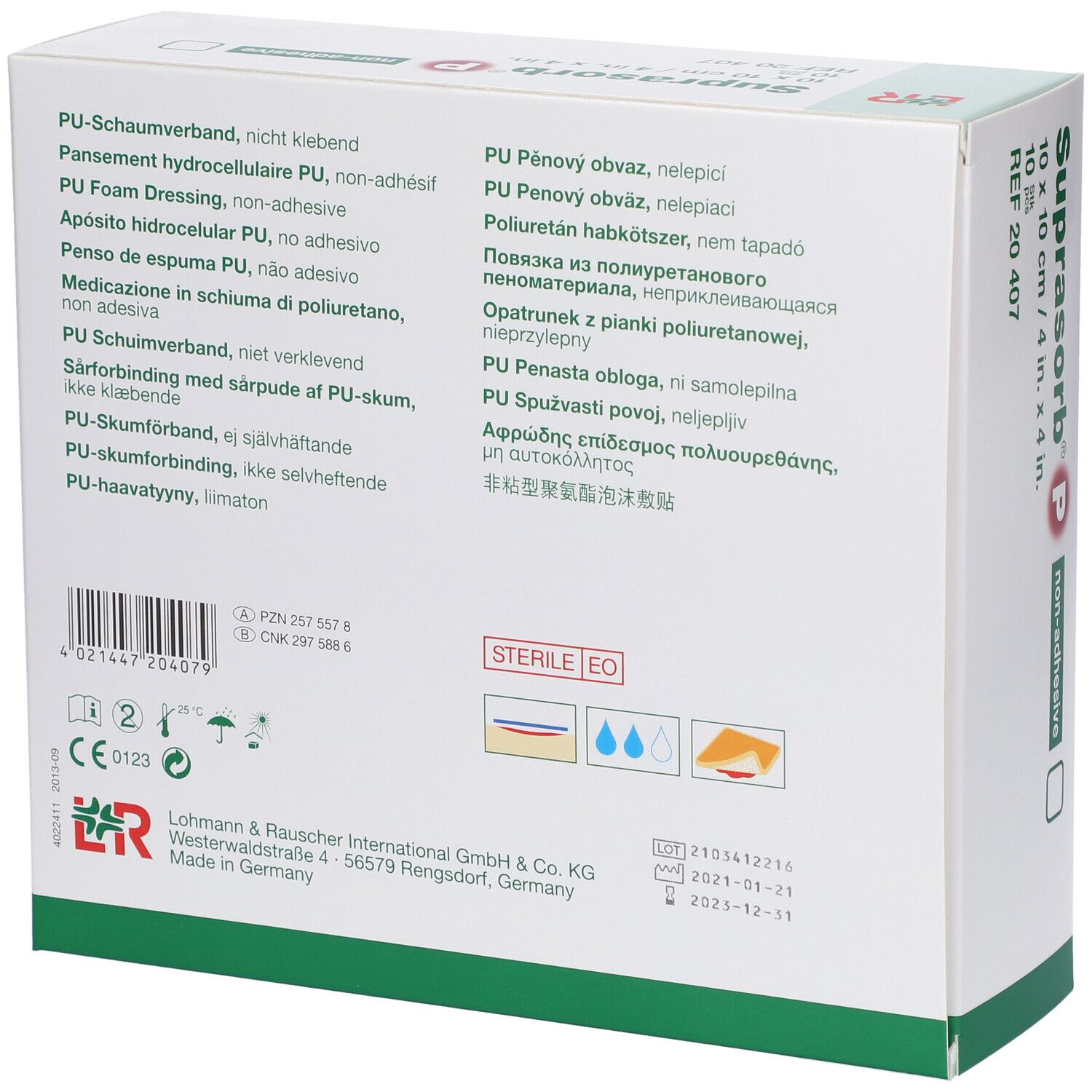 Schaumverband Suprasorb P (non adhäsiv, 10x10cm)
