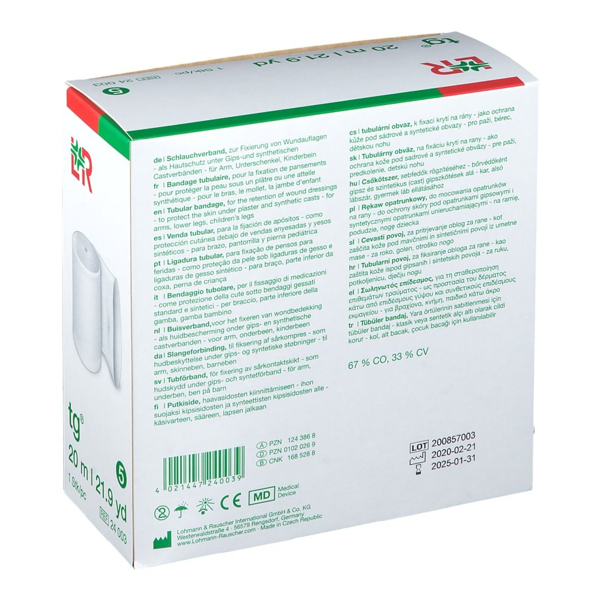 TG band tubulaire 5.5cmx20m blanc rouleau