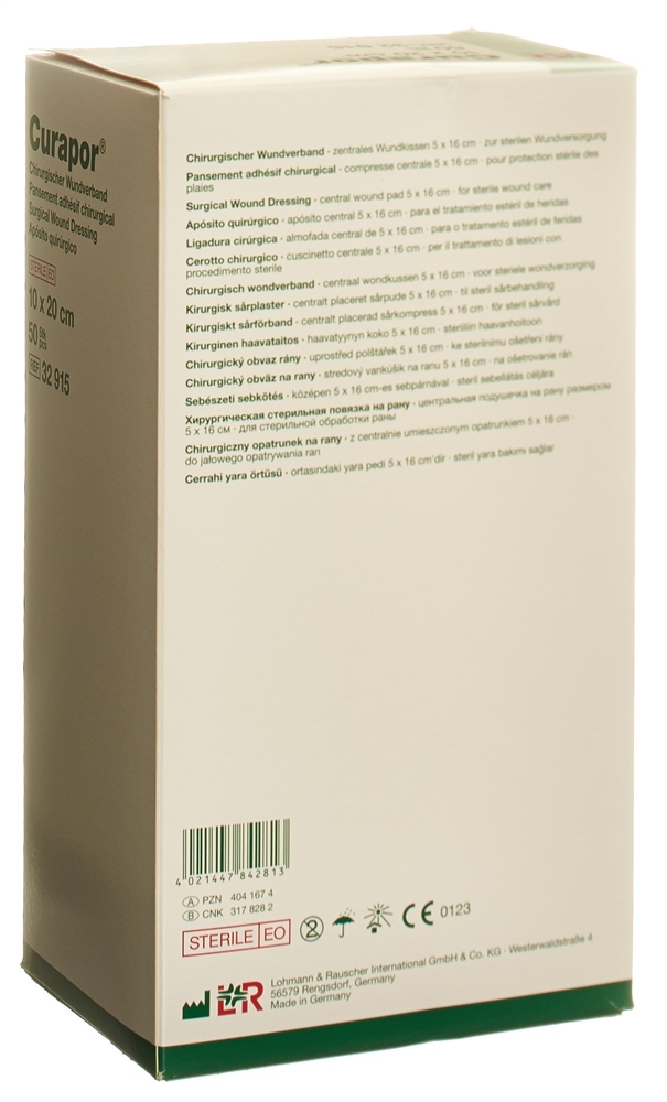 CURAPOR Chirurgisch Wundverband 10x20cm st 50 Stk
