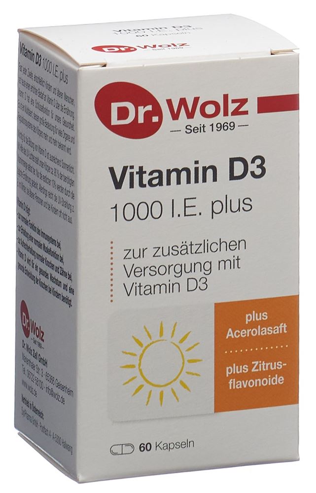 DR. WOLZ Vitamin D3 1000 I.E. plus Kaps 60 Stk