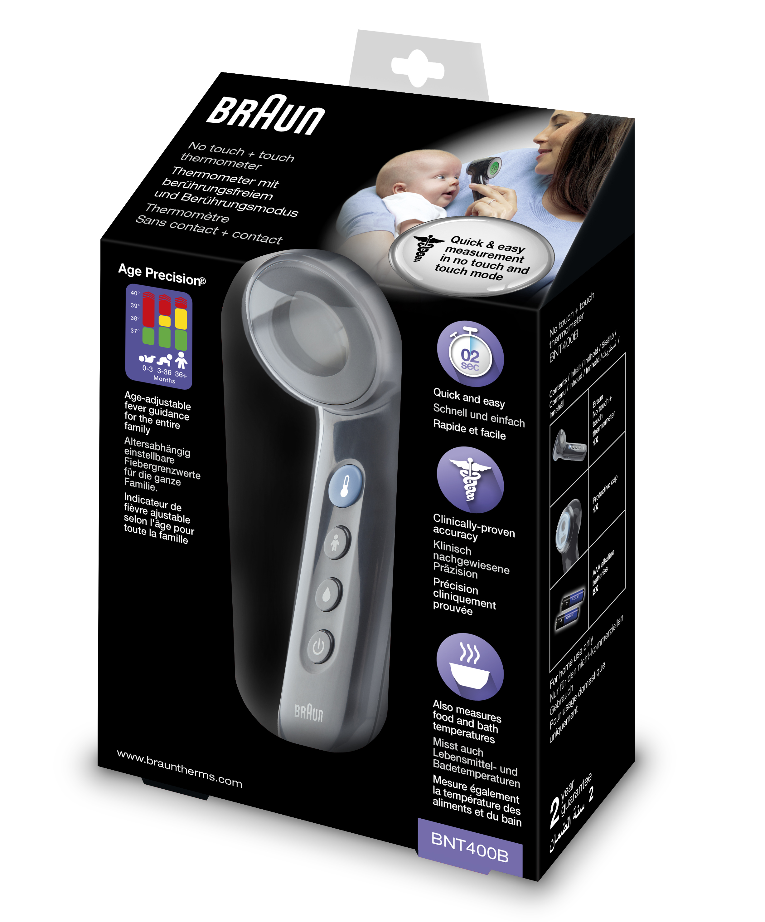 BRAUN No Touch+Forehead Age Prec BNT 400B schwarz