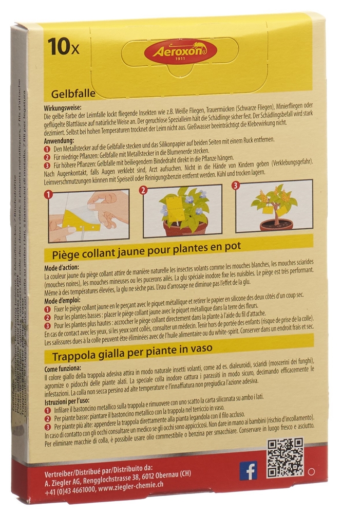 AEROXON Gelbfalle für Topfpflanzen 10 Stk