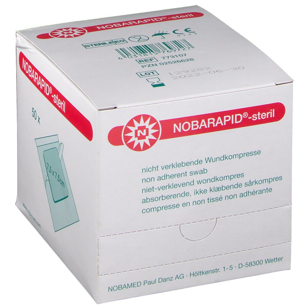 NOBARAPID -steril Wundkompresse 7.5x7.5cm 50 Stk