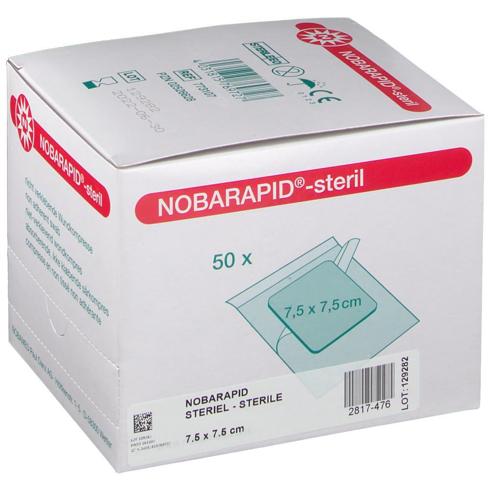 NOBARAPID -steril Wundkompresse 7.5x7.5cm 50 Stk