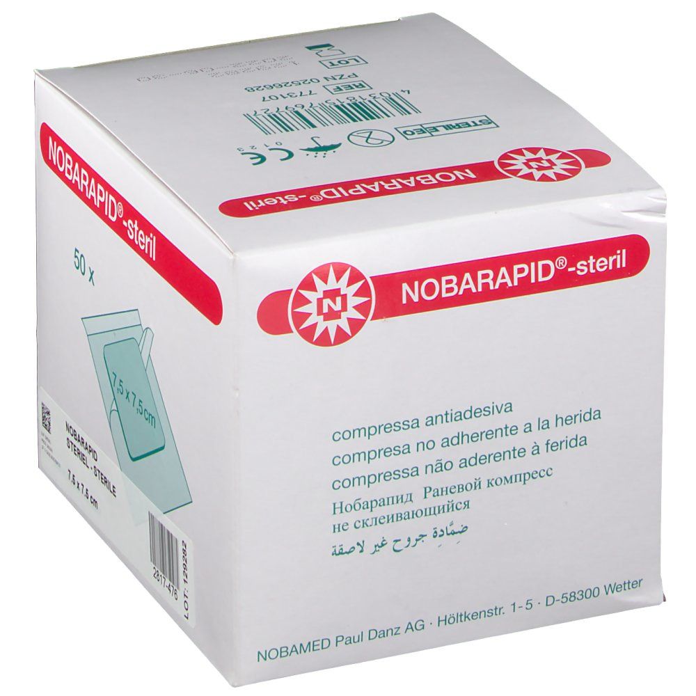 NOBARAPID -steril Wundkompresse 7.5x7.5cm 50 Stk