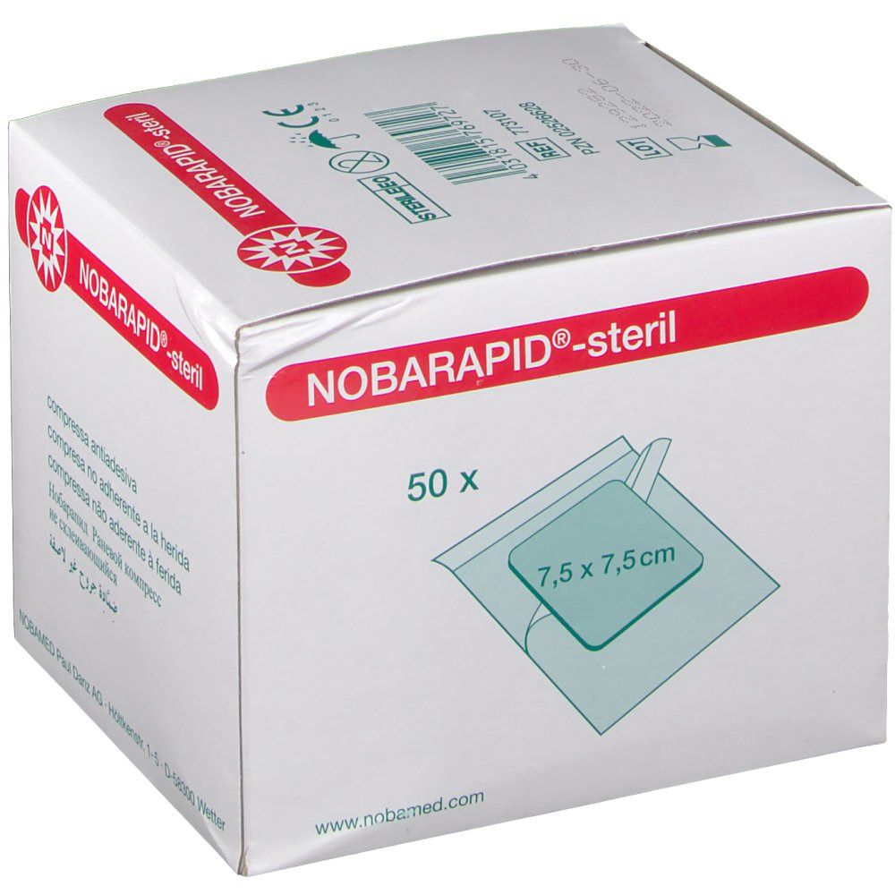NOBARAPID -steril Wundkompresse 7.5x7.5cm 50 Stk