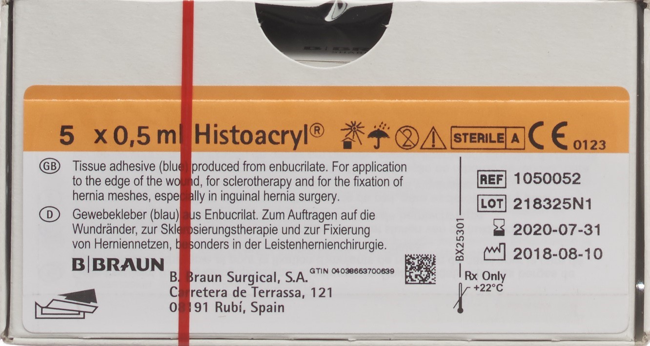 HISTOACRYL colle tissulaire bleu 5 x 0.5 ml