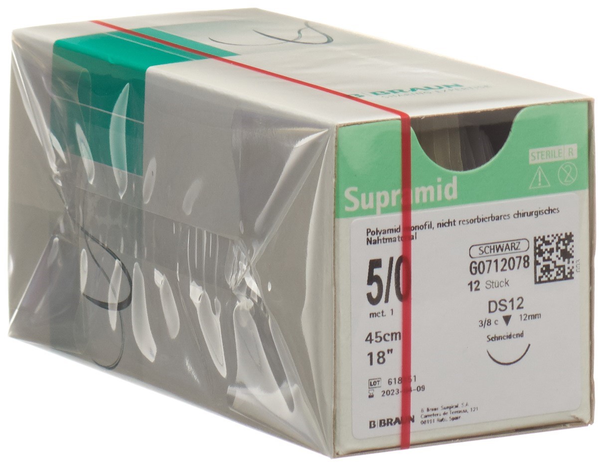 SUPRAMID 45cm DS 12 5-0 noir 12 pce