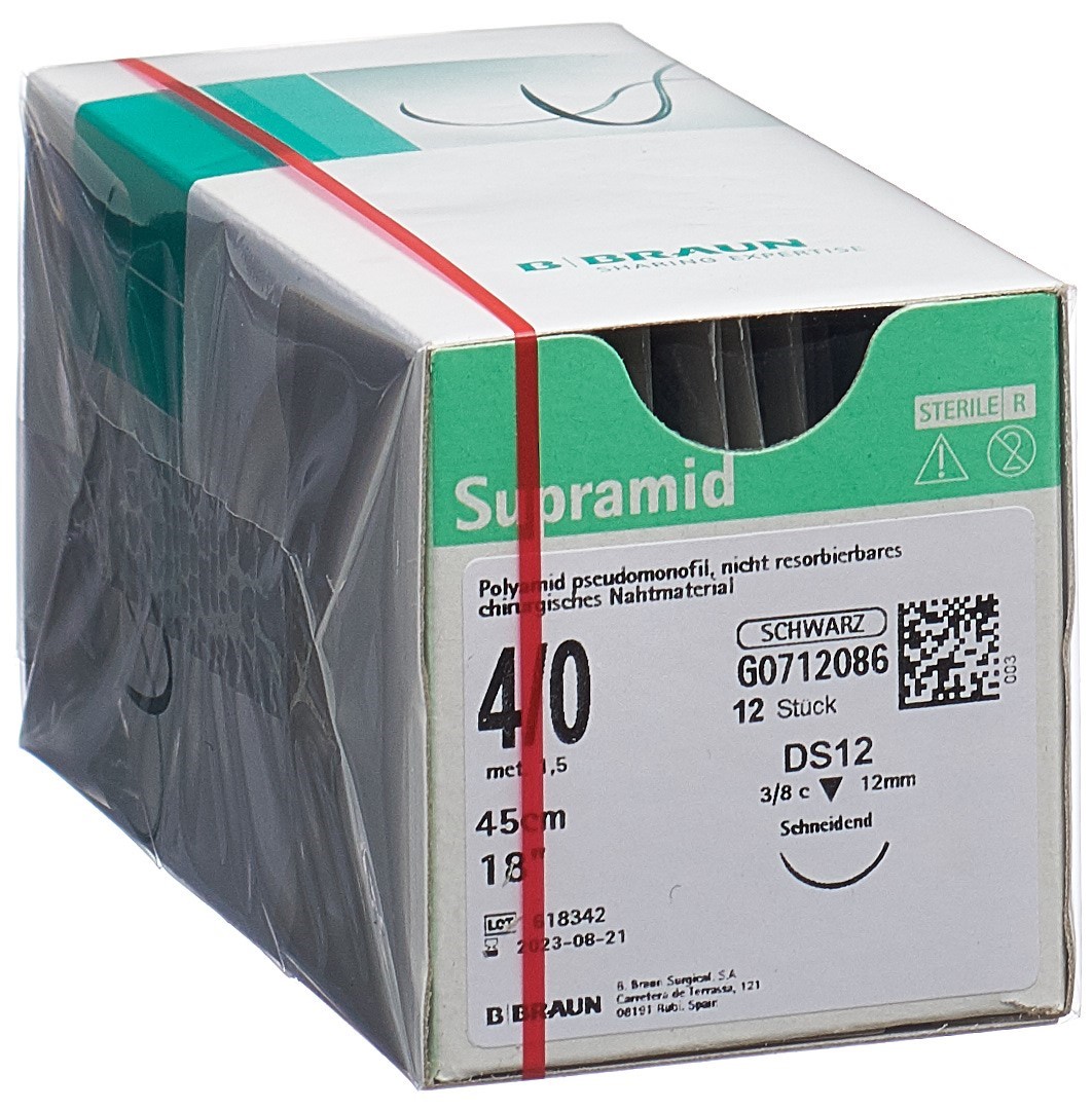 SUPRAMID 45cm DS 12 4-0 noir 12 pce
