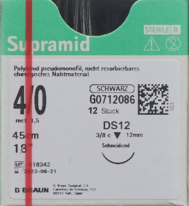 SUPRAMID 45cm DS 12 4-0 noir 12 pce