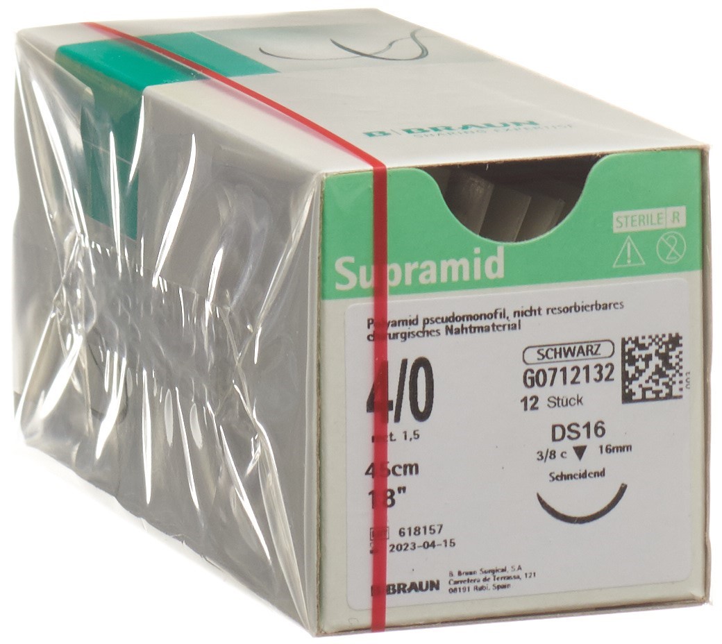 SUPRAMID 45cm DS 16 4-0 noir 12 pce